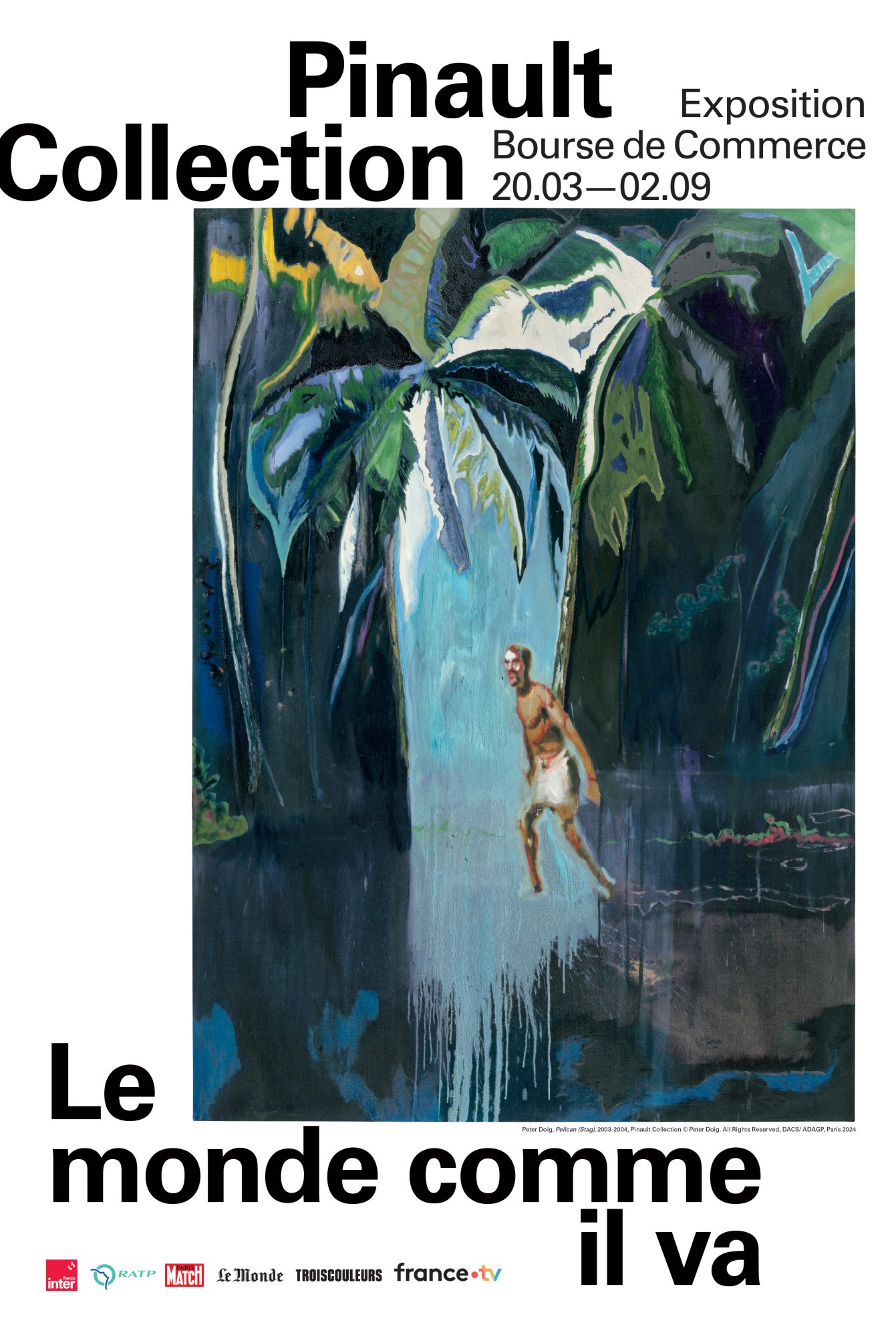 Peter Doig Pelican (Stag), 2003-2004, Huile sur toile / Oil on canvas 276 x 200,5 cm  Pinault Collection © Peter Doig. All rights reserved. DACS/ADAGP, Paris, 2024.